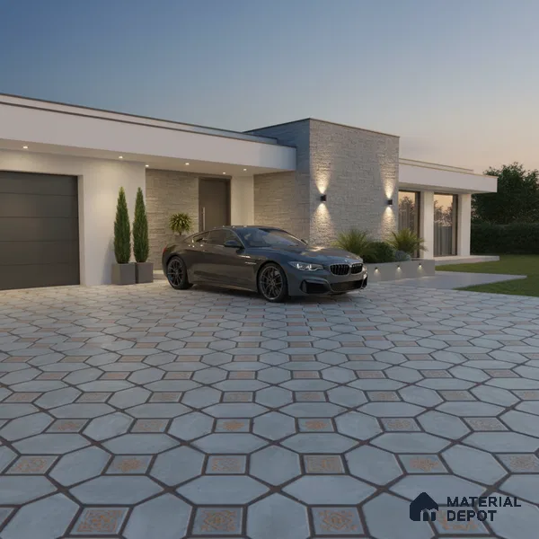 Moroccan Floor Tile TL 07591 Retro Emarald 16 x 16 inch Texture Finish Vitrified Tile - 12 mm | Suitable for Parking, Outdoor & Bathroom | Pattern Alignment May Vary | 2-3 mm Spacer is Mandatory (Sample)