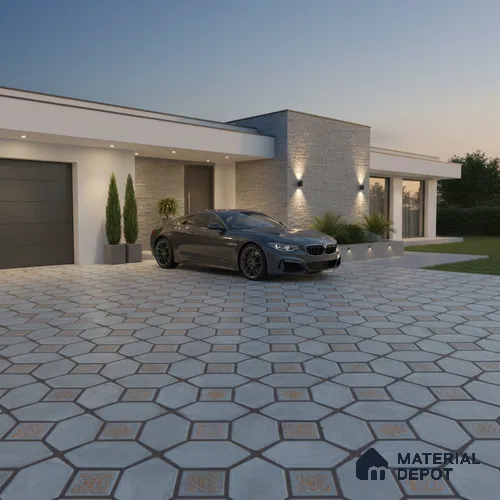 Moroccan Floor Tile TL 07591 Retro Emarald 16 x 16 inch Texture Finish Vitrified Tile - 12 mm | Suitable for Parking, Outdoor & Bathroom | Pattern Alignment May Vary | 2-3 mm Spacer is Mandatory
