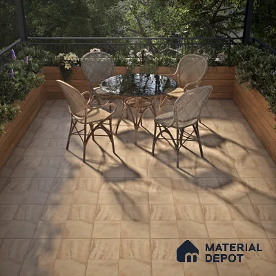 Stone Floor Tile TL 07603 C Colombina Crema 16 x 16 inch Texture Finish Vitrified Tile - 12 mm | Suitable for Parking, Outdoor & Bathroom | Pattern Alignment May Vary | 2-3 mm Spacer is Mandatory