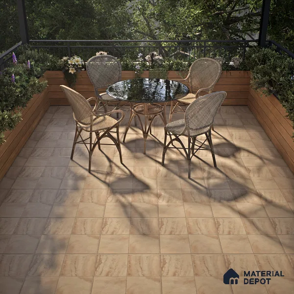 Stone Floor Tile TL 07603 C Colombina Crema 16 x 16 inch Texture Finish Vitrified Tile - 12 mm | Suitable for Parking, Outdoor & Bathroom | Pattern Alignment May Vary | 2-3 mm Spacer is Mandatory