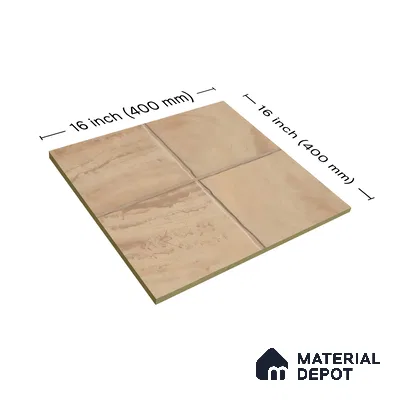 Stone Floor Tile TL 07603 C Colombina Crema 16 x 16 inch Texture Finish Vitrified Tile - 12 mm | Suitable for Parking, Outdoor & Bathroom | Pattern Alignment May Vary | 2-3 mm Spacer is Mandatory