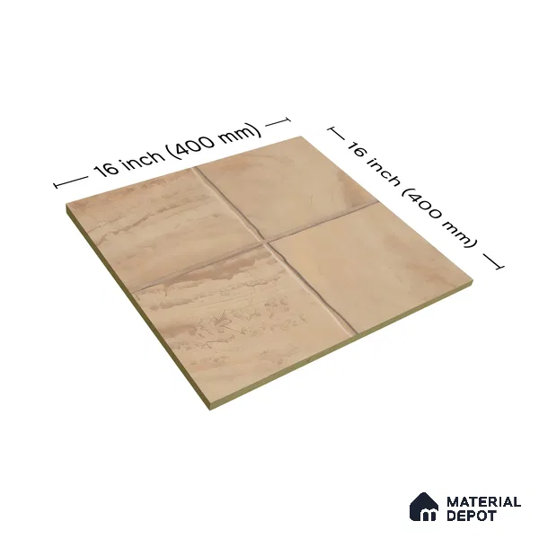 Stone Floor Tile TL 07603 C Colombina Crema 16 x 16 inch Texture Finish Vitrified Tile - 12 mm | Suitable for Parking, Outdoor & Bathroom | Pattern Alignment May Vary | 2-3 mm Spacer is Mandatory