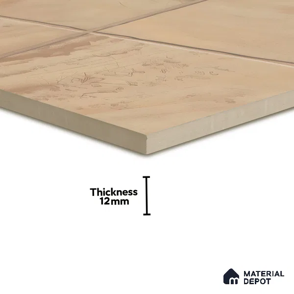 Stone Floor Tile TL 07603 C Colombina Crema 16 x 16 inch Texture Finish Vitrified Tile - 12 mm | Suitable for Parking, Outdoor & Bathroom | Pattern Alignment May Vary | 2-3 mm Spacer is Mandatory