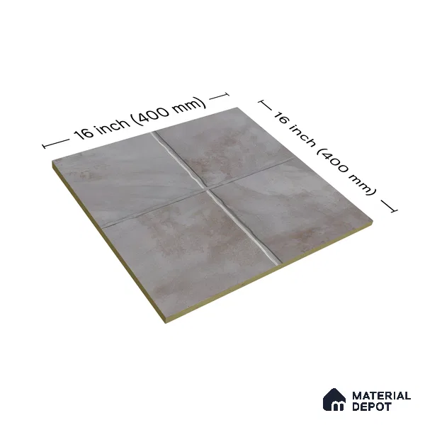 Stone Floor Tile TL 07603 D Colombina Grey 16 x 16 inch Texture Finish Vitrified Tile - 12 mm | Suitable for Parking, Outdoor & Bathroom | Pattern Alignment May Vary | 2-3 mm Spacer is Mandatory