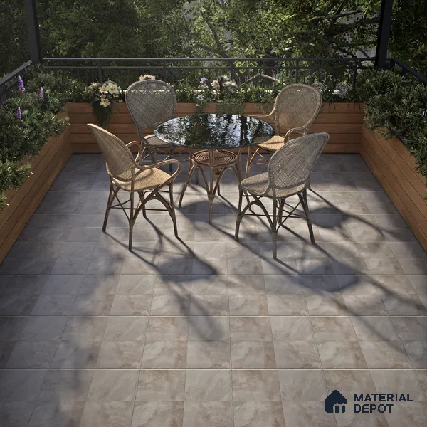 Stone Floor Tile TL 07603 D Colombina Grey 16 x 16 inch Texture Finish Vitrified Tile - 12 mm | Suitable for Parking, Outdoor & Bathroom | Pattern Alignment May Vary | 2-3 mm Spacer is Mandatory