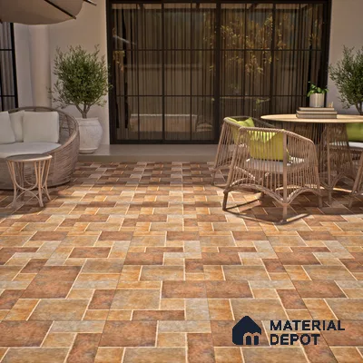 Stone Floor Tile TL 07605 C Madox Cinnaman 2 ft x 2 ft Matte Finish Anti Skid Vitrified Tile - 12 mm | Suitable for Balcony, Terrace & Coutyard