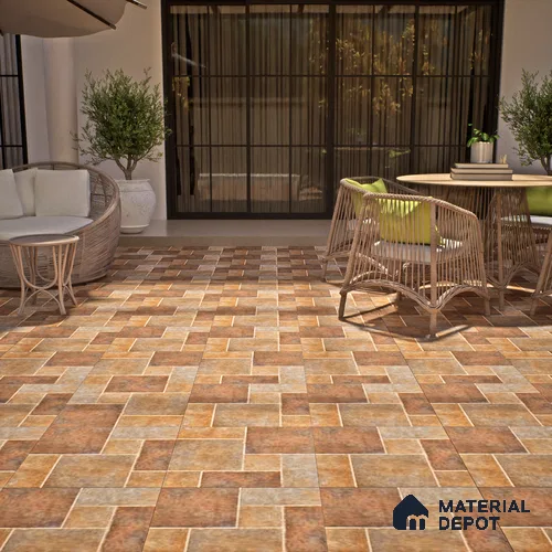 Stone Floor Tile TL 07605 C Madox Cinnaman 2 ft x 2 ft Matte Finish Anti Skid Vitrified Tile - 12 mm | Suitable for Balcony, Terrace & Coutyard