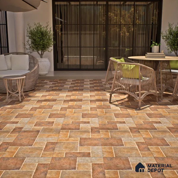 Stone Floor Tile TL 07605 C Madox Cinnaman 2 ft x 2 ft Matte Finish Anti Skid Vitrified Tile - 12 mm | Suitable for Balcony, Terrace & Coutyard
