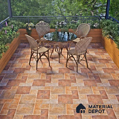 Stone Floor Tile TL 07605 C Madox Cinnaman 2 ft x 2 ft Matte Finish Anti Skid Vitrified Tile - 12 mm | Suitable for Balcony, Terrace & Coutyard