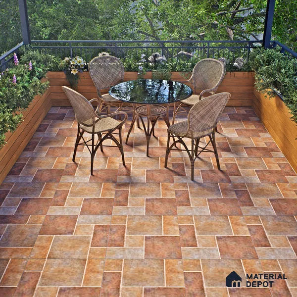 Stone Floor Tile TL 07605 C Madox Cinnaman 2 ft x 2 ft Matte Finish Anti Skid Vitrified Tile - 12 mm | Suitable for Balcony, Terrace & Coutyard