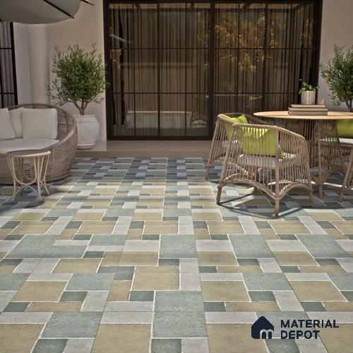 Stone Floor Tile TL 07605 D Madox Cement 2 ft x 2 ft Matte Finish Anti Skid Vitrified Tile - 12 mm | Suitable for Balcony, Terrace & Coutyard