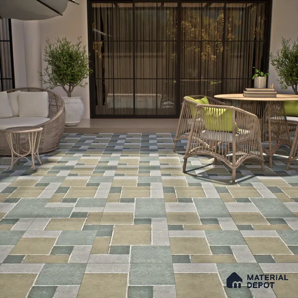 Stone Floor Tile TL 07605 D Madox Cement 2 ft x 2 ft Matte Finish Anti Skid Vitrified Tile - 12 mm | Suitable for Balcony, Terrace & Coutyard