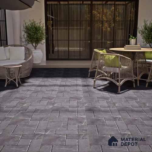 Stone Floor Tile TL 07605 Madox Dark Grey 2 ft x 2 ft Matte Finish Anti Skid Vitrified Tile - 12 mm | Suitable for Balcony, Terrace & Coutyard