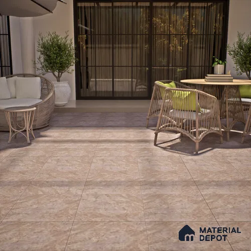 Stone Floor Tile TL 07606 B Sahara Benta Walnut 2 ft x 2 ft Matte Finish Anti Skid Vitrified Tile - 12 mm  | Suitable for Balcony, Terrace & Coutyard