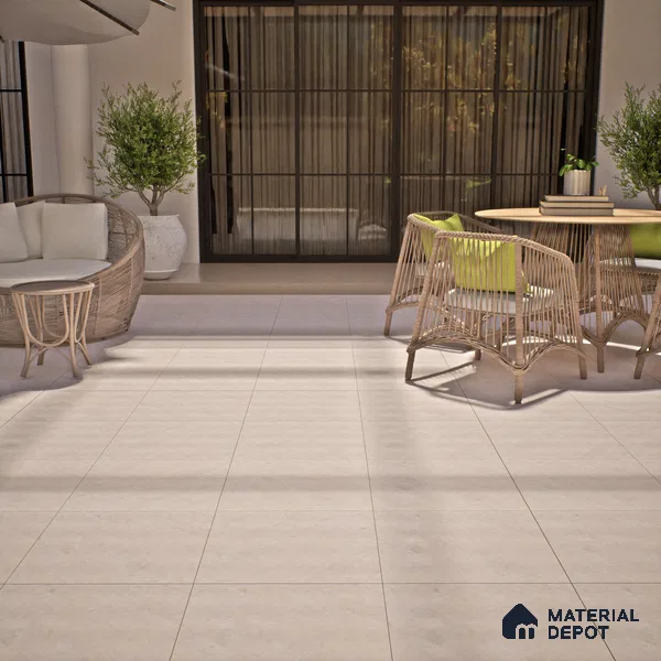 Stone Floor Tile TL 07606 Sahara Benta Crema 2 ft x 2 ft Matte Finish Anti Skid Vitrified Tile - 12 mm | Suitable for Balcony, Terrace & Coutyard