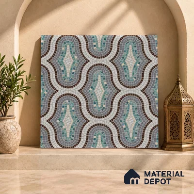 Moroccan Look Floor & Wall Tile TL 07607 Castor 2 ft x 2 ft Sinker Finish Vitrified Tile - 9 mm | Suitable For Kitchen, Bathroom, Dining Area | Please Expect a Slight Variation of Pattern