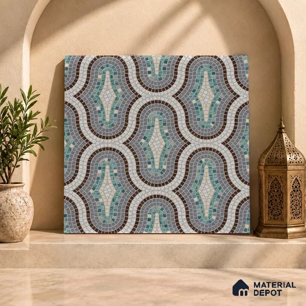 Moroccan Look Floor & Wall Tile TL 07607 Castor 2 ft x 2 ft Sinker Finish Vitrified Tile - 9 mm | Suitable For Kitchen, Bathroom, Dining Area | Please Expect a Slight Variation of Pattern