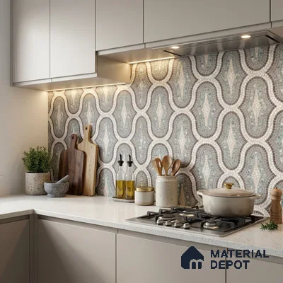 Moroccan Look Floor & Wall Tile TL 07607 Castor 2 ft x 2 ft Sinker Finish Vitrified Tile - 9 mm | Suitable For Kitchen, Bathroom, Dining Area | Please Expect a Slight Variation of Pattern