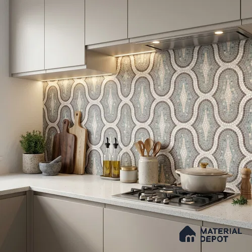 Moroccan Look Floor & Wall Tile TL 07607 Castor 2 ft x 2 ft Sinker Finish Vitrified Tile - 9 mm | Suitable For Kitchen, Bathroom, Dining Area | Please Expect a Slight Variation of Pattern