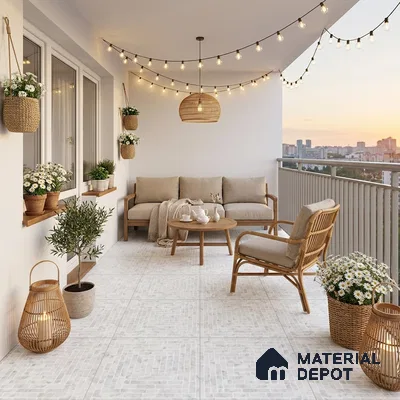 Moroccan Look Floor & Wall Tile TL 07608 Atria 2 ft x 2 ft Sinker Finish Vitrified Tile - 9 mm | Suitable For Balcony, Bathroom, Terrace | Please Expect a Slight Variation of Pattern