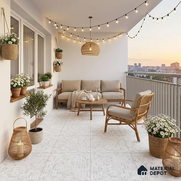 Moroccan Look Floor & Wall Tile TL 07608 Atria 2 ft x 2 ft Sinker Finish Vitrified Tile - 9 mm | Suitable For Balcony, Bathroom, Terrace | Please Expect a Slight Variation of Pattern