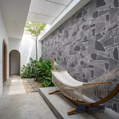 Stacked Stone Wall Tile TL 07609 Navtico Canyon 2 ft x 1 ft Ceramic Matte Finish - 9 mm | Suitable for Courtyard, Foyer, Balcony, Elevation (Sample)