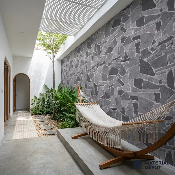 Stacked Stone Wall Tile TL 07609 Navtico Canyon 2 ft x 1 ft Ceramic Matte Finish - 9 mm | Suitable for Courtyard, Foyer, Balcony, Elevation (Sample)