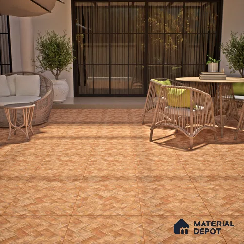 Brown Stone Floor Tile TL 07610 B Ladrillo Narenjo 2 ft x 2 ft Vitrified Matte Finish - 12 mm | Please Expect a Slight Variation of Pattern