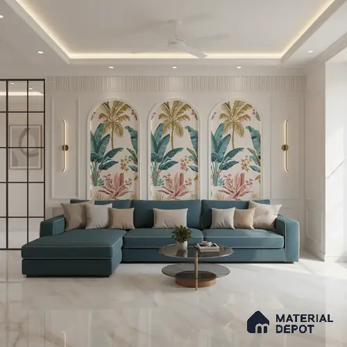 Marble Floor & Wall Large Format Tile TL 07611 Cenia Natural 6 ft x 4 ft Glossy Finish Vitrified Tile - 9 mm | Suitable for Living Room, Bedroom & Bathroom | Adhesive and Spacers Must be Used During Installation