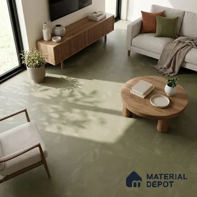 Cement Look Wall & Floor Matte Finish Green Vitrified Tile | TL 07612 E 4 ft x 2 ft - 9 mm | Suitable For Living Room, Hall & Study