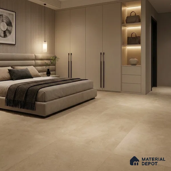 Cement Look Wall & Floor Matte Finish Beige Vitrified Tile | TL 07612 F 4 ft x 2 ft - 9 mm | Suitable For Living Room, Hall & Study