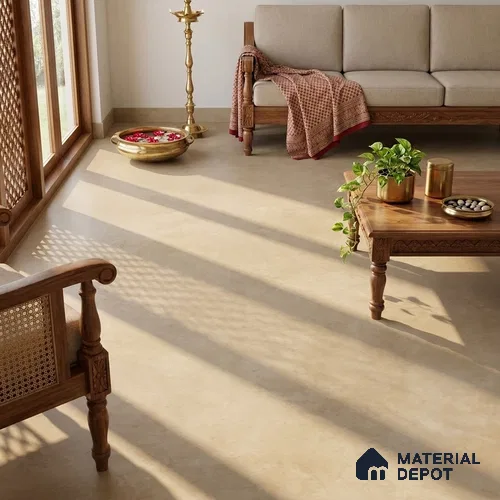 Cement Look Wall & Floor Matte Finish Beige Vitrified Tile | TL 07612 F 4 ft x 2 ft - 9 mm | Suitable For Living Room, Hall & Study
