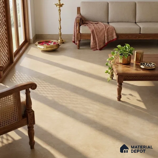 Cement Look Wall & Floor Matte Finish Beige Vitrified Tile | TL 07612 F 4 ft x 2 ft - 9 mm | Suitable For Living Room, Hall & Study