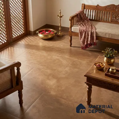 Cement Look Wall & Floor Matte Finish Brown Vitrified Tile | TL 07612 G 4 ft x 2 ft - 9 mm | Suitable For Living Room, Hall & Study