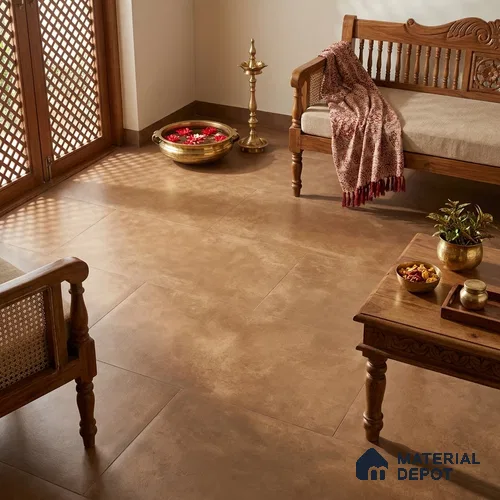 Cement Look Wall & Floor Matte Finish Brown Vitrified Tile | TL 07612 G 4 ft x 2 ft - 9 mm | Suitable For Living Room, Hall & Study
