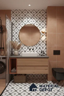 Moroccan Floor & Wall Tile TL 07614 Mosaic Grid 1 ft x 1 ft Matte Finish Vitrified Tile - 9 mm | Suitable For Bathroom, Kitchen, Living Area | Please Expect a Slight Variation of Pattern (Sample)