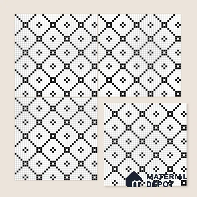 Moroccan Floor & Wall Tile TL 07614 Monochrome Mosaic Grid 1 ft x 1 ft Matte Finish Vitrified Tile - 9 mm | Suitable For Bathroom, Kitchen, Dining Area | Please Expect a Slight Variation of Pattern
