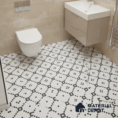Moroccan Floor & Wall Tile TL 07614 Mosaic Grid 1 ft x 1 ft Matte Finish Vitrified Tile - 9 mm | Suitable For Bathroom, Kitchen, Living Area | Please Expect a Slight Variation of Pattern (Sample)