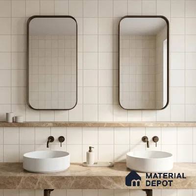 Subway Wall & Floor Tile TL 07615 B Coarse Biancо 8 inch x 8 inch Vitrified Matte Finish - 9 mm  | 2 mm Spacer is Mandatory | Please Expect a Slight Variation of Pattern (Sample)