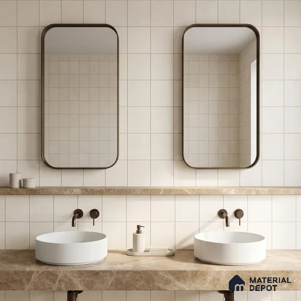 Subway Wall & Floor Tile TL 07615 B Coarse Biancо 8 inch x 8 inch Vitrified Matte Finish - 9 mm  | 2 mm Spacer is Mandatory | Please Expect a Slight Variation of Pattern (Sample)