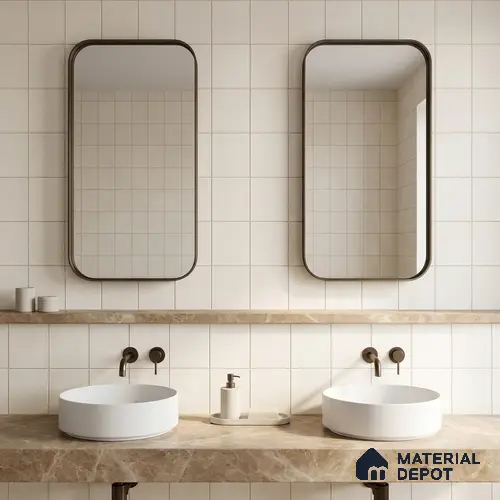 Subway Wall & Floor Tile TL 07615 B Coarse Biancо 8 inch x 8 inch Vitrified Matte Finish - 9 mm | 2 mm Spacer is Mandatory | Please Expect a Slight Variation of Pattern