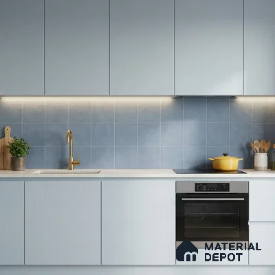 Subway Wall & Floor Tile TL 07615 D Coarse Blue 8 inch x 8 inch Vitrified Matte Finish - 9 mm  | 2 mm Spacer is Mandatory | Please Expect a Slight Variation of Pattern (Sample)