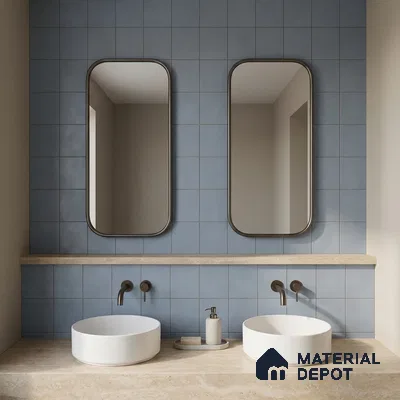 Subway Wall & Floor Tile TL 07615 D Coarse Blue 8 inch x 8 inch Vitrified Matte Finish - 9 mm  | 2 mm Spacer is Mandatory | Please Expect a Slight Variation of Pattern (Sample)