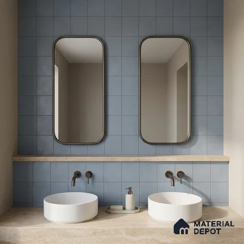 Subway Wall & Floor Tile TL 07615 D Coarse Blue 8 inch x 8 inch Vitrified Matte Finish - 9 mm | 2 mm Spacer is Mandatory | Please Expect a Slight Variation of Pattern