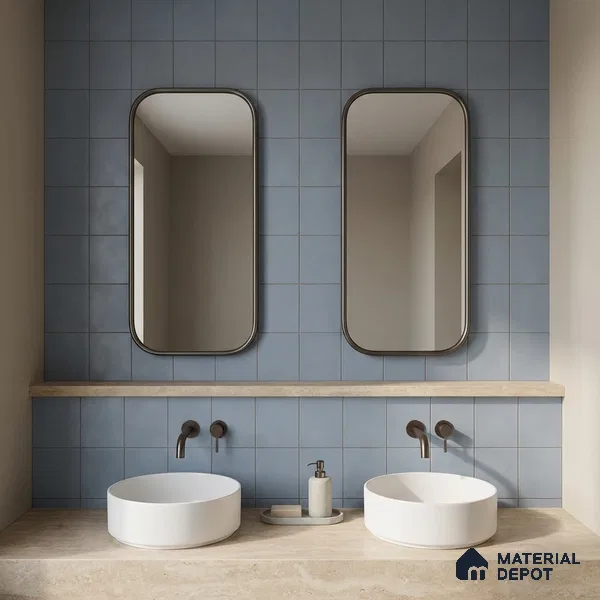 Subway Wall & Floor Tile TL 07615 D Coarse Blue 8 inch x 8 inch Vitrified Matte Finish - 9 mm  | 2 mm Spacer is Mandatory | Please Expect a Slight Variation of Pattern (Sample)