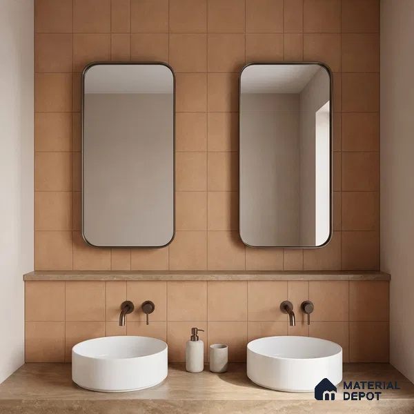 Subway Wall & Floor Tile TL 07615 F Coarse Brown 8 inch x 8 inch Vitrified Matte Finish - 9 mm  | 2 mm Spacer is Mandatory | Please Expect a Slight Variation of Pattern