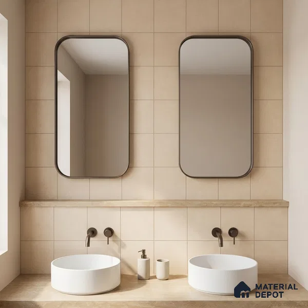 Subway Wall & Floor Tile TL 07615 H Coarse Creamа 8 inch x 8 inch Vitrified Matte Finish - 9 mm  | 2 mm Spacer is Mandatory | Please Expect a Slight Variation of Pattern (Sample)