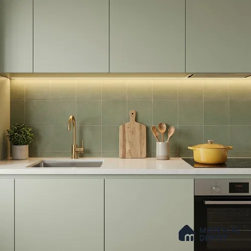 Subway Wall & Floor Tile TL 07615 J Coarse Green 8 inch x 8 inch Vitrified Matte Finish - 9 mm  | 2 mm Spacer is Mandatory | Please Expect a Slight Variation of Pattern