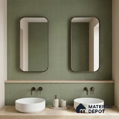 Subway Wall & Floor Tile TL 07615 J Coarse Green 8 inch x 8 inch Vitrified Matte Finish - 9 mm  | 2 mm Spacer is Mandatory | Please Expect a Slight Variation of Pattern (Sample)