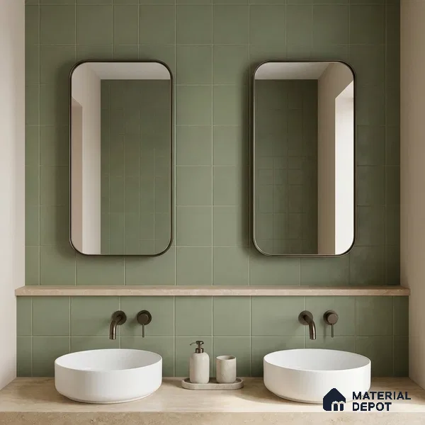 Subway Wall & Floor Tile TL 07615 J Coarse Green 8 inch x 8 inch Vitrified Matte Finish - 9 mm  | 2 mm Spacer is Mandatory | Please Expect a Slight Variation of Pattern (Sample)